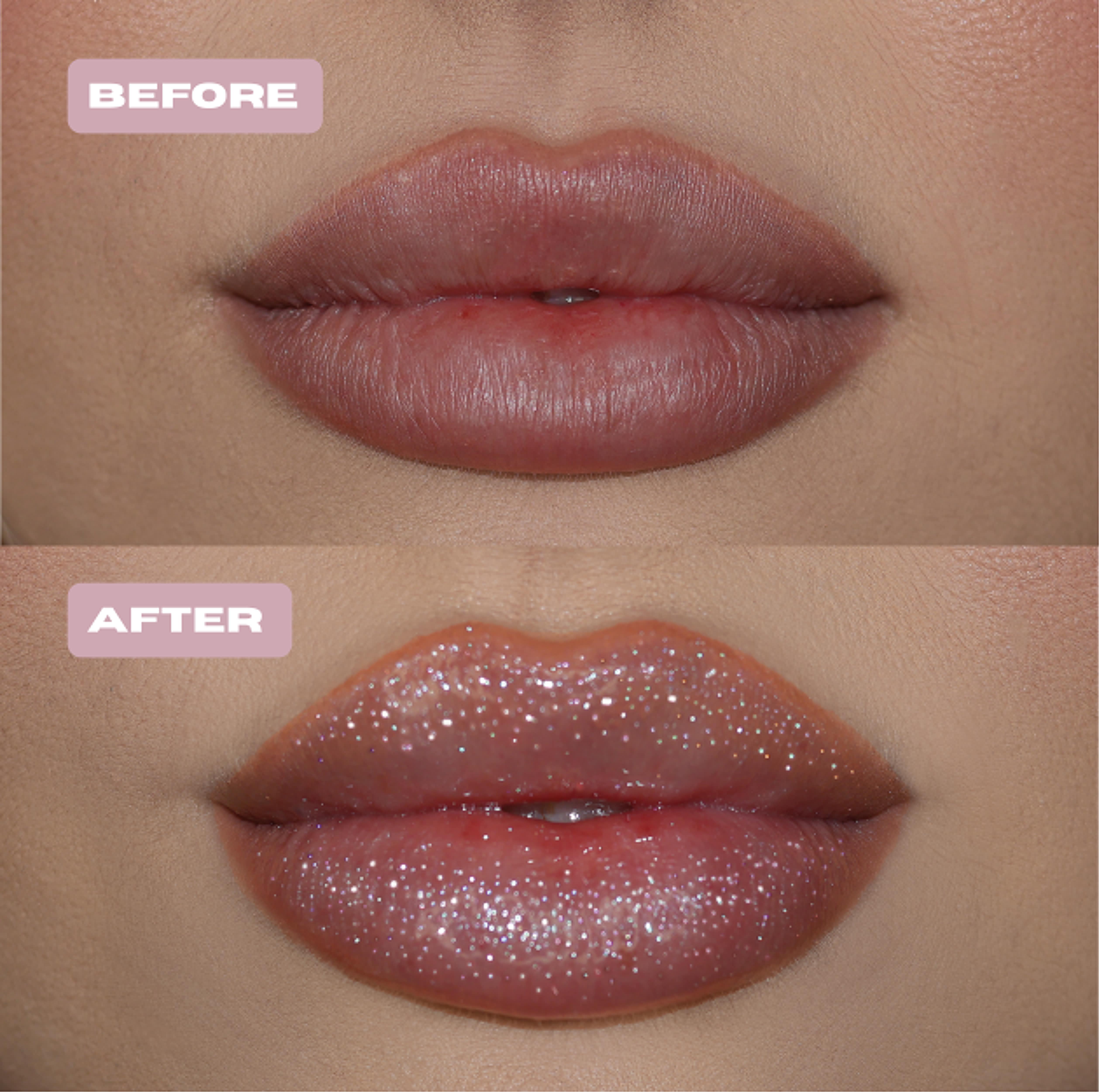 before after clear lip oil supernova