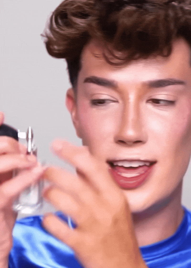james charles using glitter spray "My Ex's Ashes" by musa glitter
