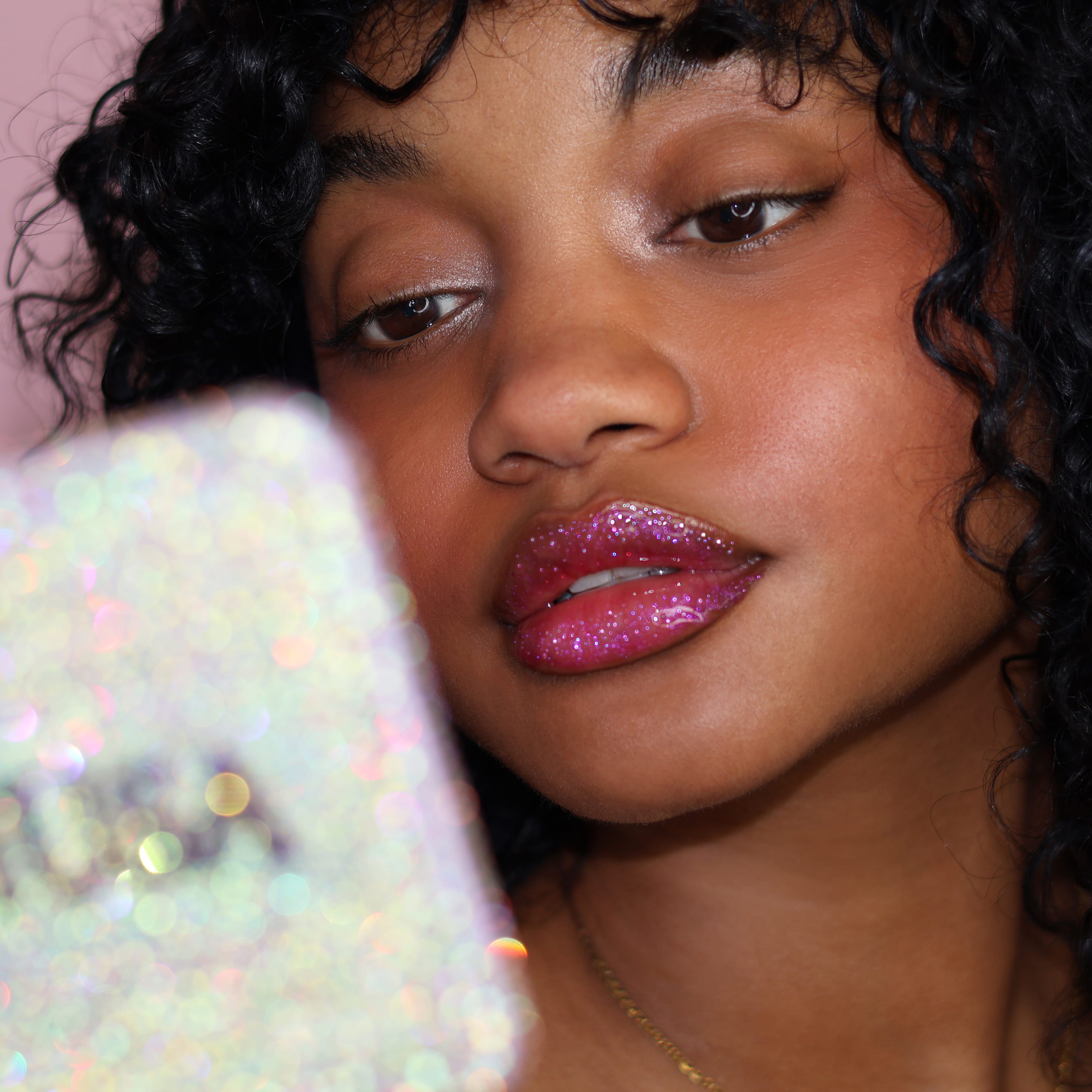 lip oil purple shiny glitter hydrating lip oil