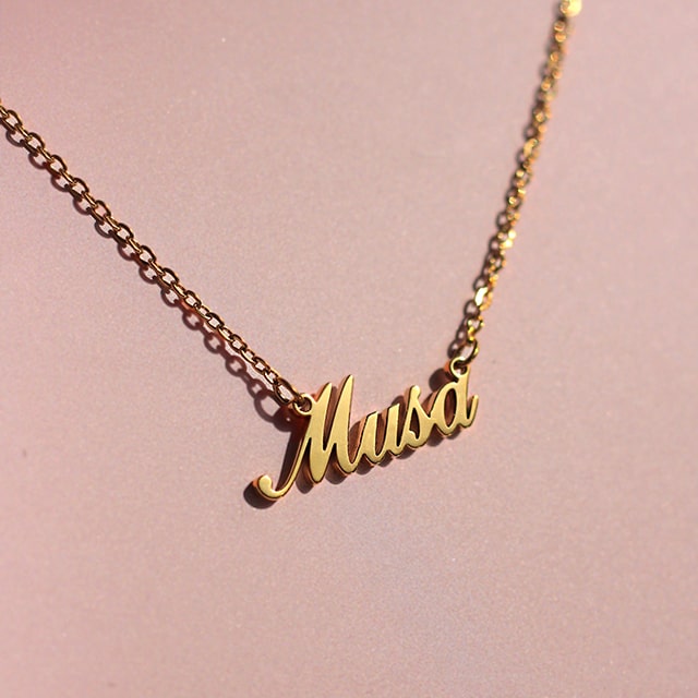 Gold Musa Necklace made of Stainless Steel.