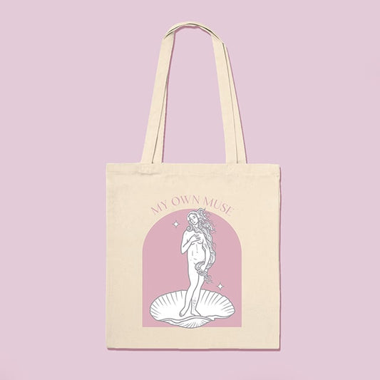 Musa aesthetic pink tote bag with the sentence "My own Muse"